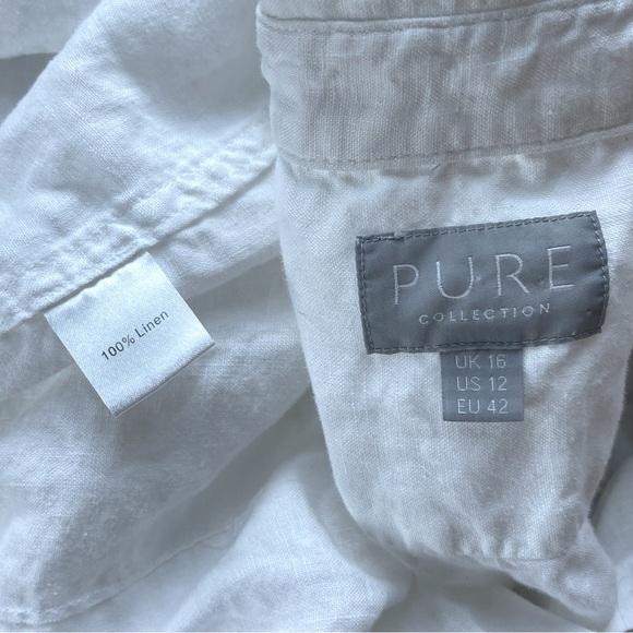 PURE Collection Women’s White Linen button down shirt, tab sleeves, size 12 - Picture 4 of 4